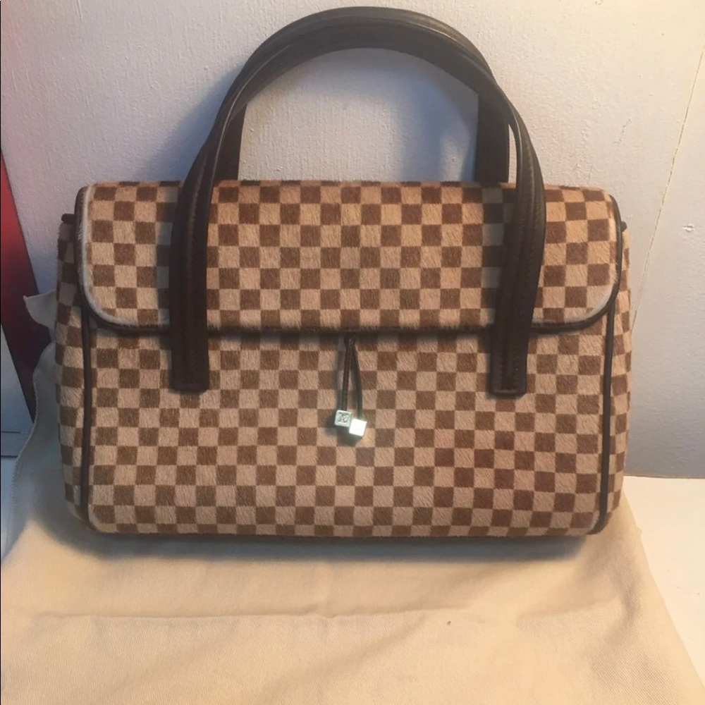 LV Spawn Fur Leather Satchel